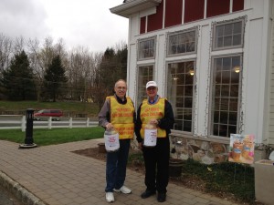 Walt Lublanecki and Tom Sanders in front of Dunkin Donuts on April 19, 2013