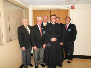 John Clary, Tom Sanders, Grover Cribb, Fr. Kevin Young, Tom Smith and Lou Monteforte