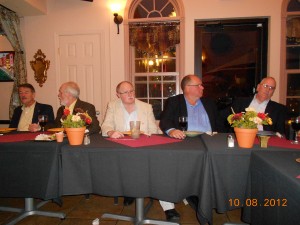 John Groel, John Larkin, Bill Conover, Ed Sommerkorn and John Creamer at Mama's for Dinner with the Priests event.