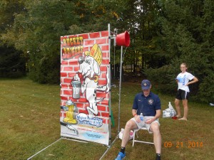 Mike Leyden under the  "dunking machine" 