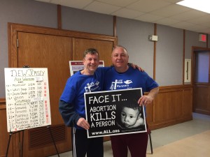 Dan Flaherty and John Byrne in Hayes Hall, St. Cecilia's RC Church after the jog. John is deeply involved in RTL at St. Cecilia's